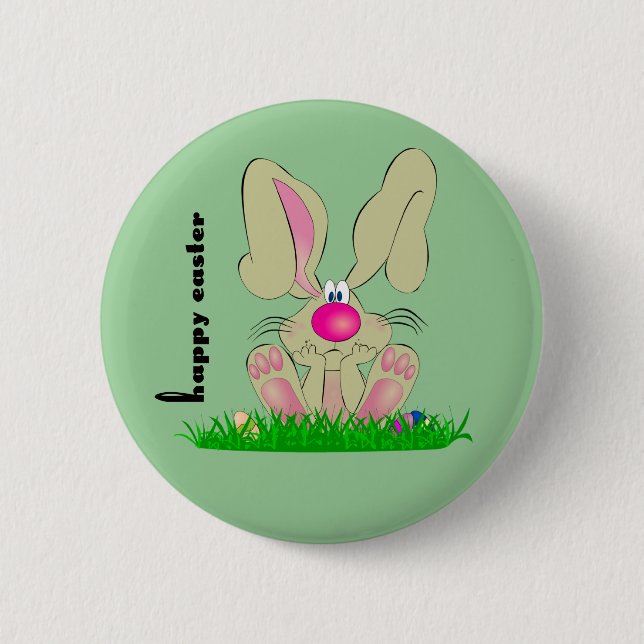 Badge Rond 5 Cm Bouton de lapin de Pâques (Devant)