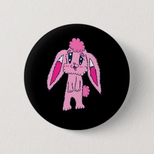 Badge Rond 5 Cm Bouton de lapin rose
