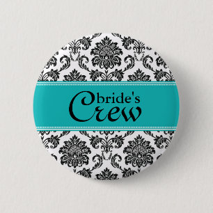 Badge Rond 5 Cm Bouton de l'équipage d'une mariée Turquoise