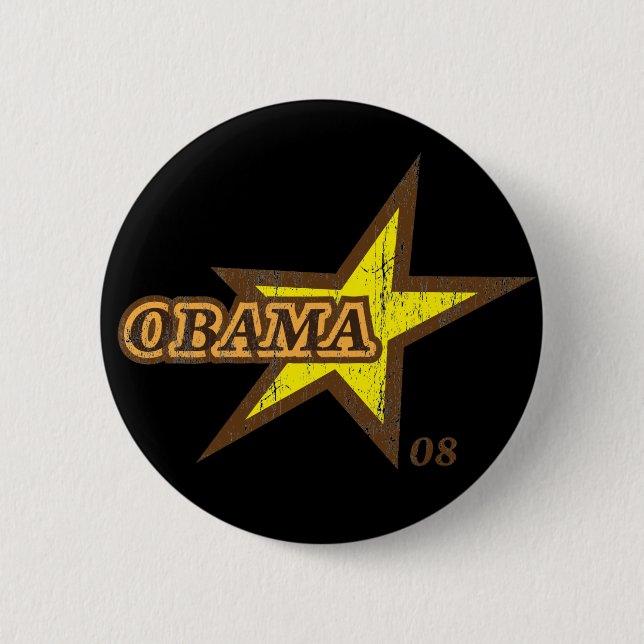 Badge Rond 5 Cm Bouton de l'étoile 08 d'Obama (Devant)
