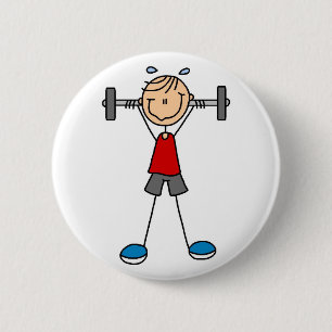 Badge Rond 5 Cm Bouton de levage de poids de figure bâton