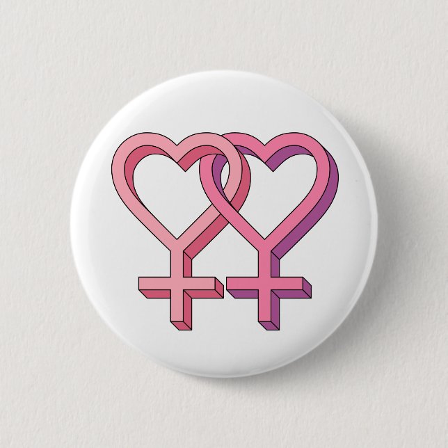 Badge Rond 5 Cm Bouton de LGBT Femme 2 Femme (Devant)