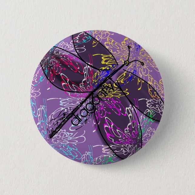 Badge Rond 5 Cm Bouton de libellule (Devant)