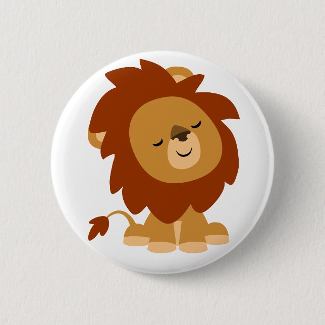 Badge Rond 5 Cm Bouton de Lion Cartoon Paisible (Devant)
