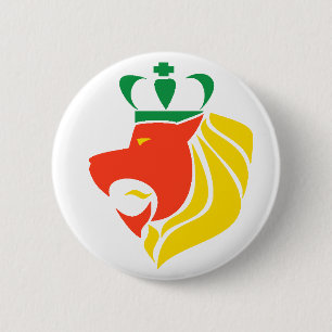 Badge Rond 5 Cm Bouton de lion couronné par reggae de Rasta