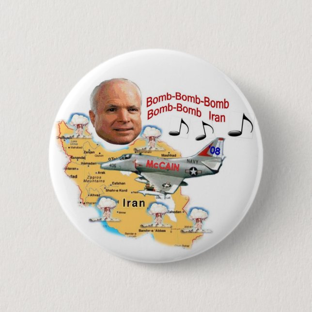 Badge Rond 5 Cm Bouton de l'Iran de bombe de McCain (Devant)