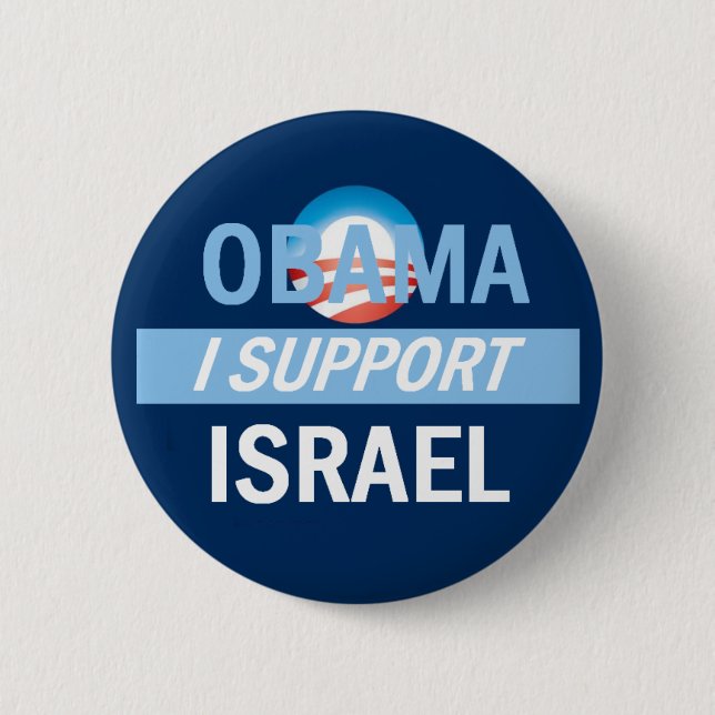 Badge Rond 5 Cm Bouton de l'Israël de soutien d'Obama I (Devant)
