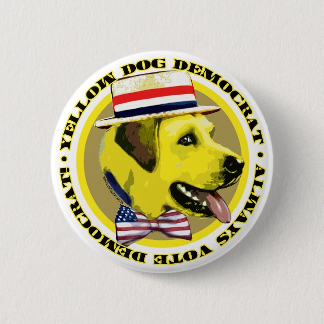 Badge Rond 5 Cm Bouton de logo de chien jaune (Devant)
