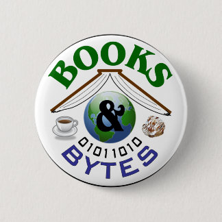 Badge Rond 5 Cm Bouton de logo de livres et d'octets