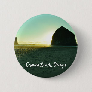 Badge Rond 5 Cm Bouton de l'Orégon de plage de canon