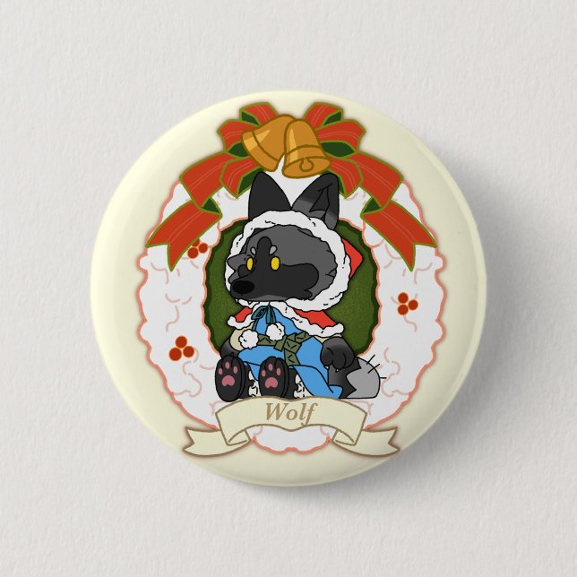 Badge Rond 5 Cm bouton de loup (Devant)