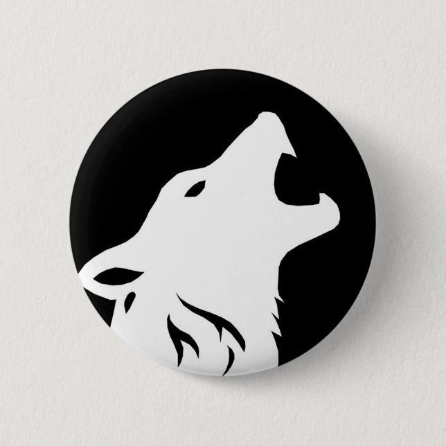 Badge Rond 5 Cm Bouton de loup d'hurlement (Devant)