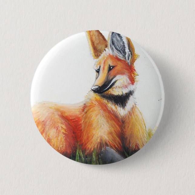 Badge Rond 5 Cm Bouton de loup Maned (Devant)