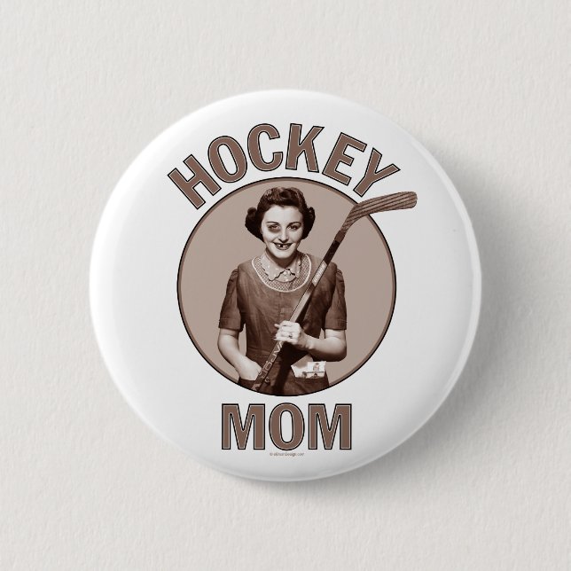 Badge Rond 5 Cm Bouton de lumière de maman d'hockey (Devant)