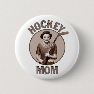 Badge Rond 5 Cm Bouton de lumière de maman d'hockey