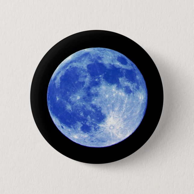 Badge Rond 5 Cm Bouton de lune bleue (Devant)
