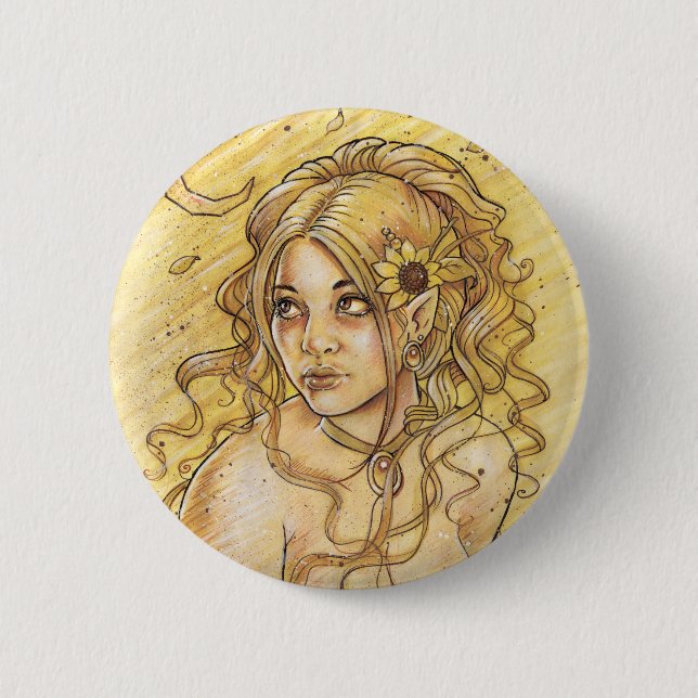 Badge Rond 5 Cm Bouton de lune d'été (Devant)