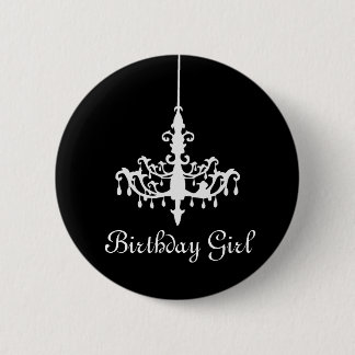 Badge Rond 5 Cm Bouton de lustre de fille d'anniversaire