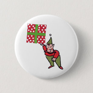 Badge Rond 5 Cm Bouton de lutin avec cadeau à pois