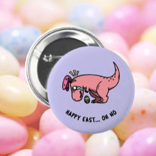 Badge Rond 5 Cm Bouton de lutte de Pâques de T-Rex