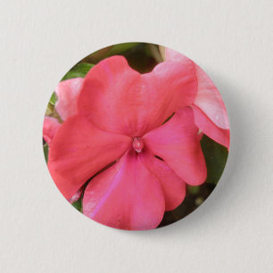 Badge Rond 5 Cm Bouton de macro à fleurs rose Impatiens
