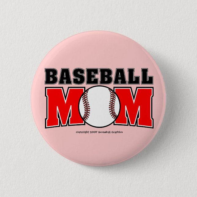 Badge Rond 5 Cm Bouton de maman de base-ball (Devant)