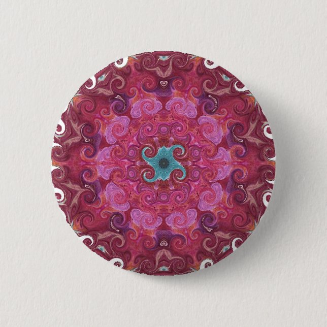 Badge Rond 5 Cm Bouton de mandala de Bhuvaneshwari Yantra (Devant)