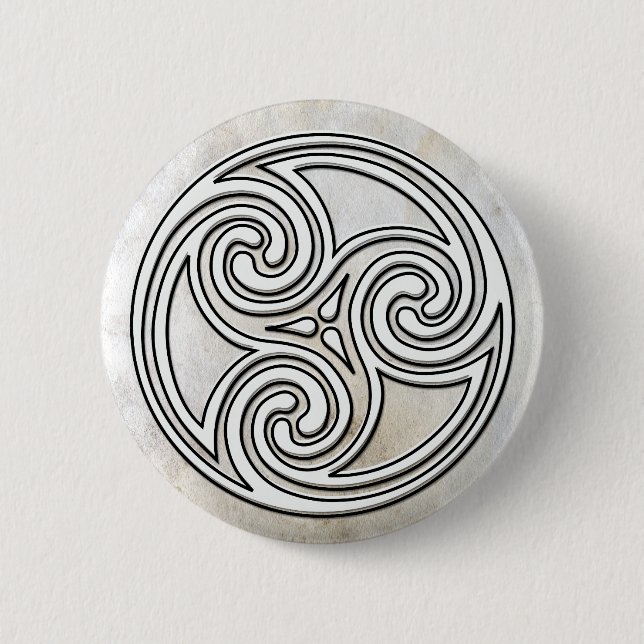 Badge Rond 5 Cm Bouton de marbre de Triskelion de noeud irlandais (Devant)