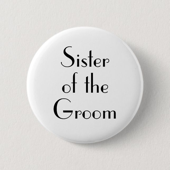 Badge Rond 5 Cm Bouton de mariage de la sœur du marié Art Déco (Devant)