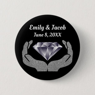 Badge Rond 5 Cm Bouton de mariage Diamond Hands