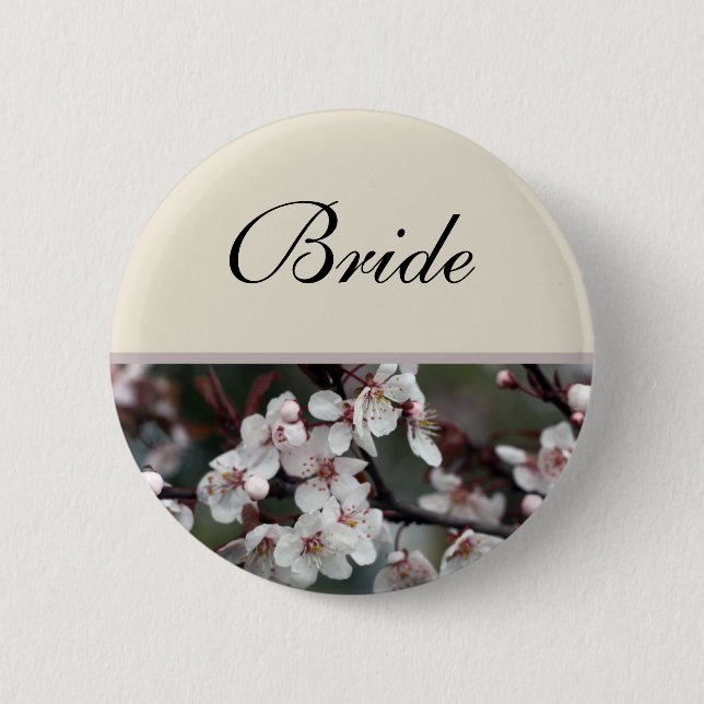 Badge Rond 5 Cm bouton de mariage fleur de prunier (Devant)