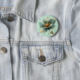 Badge Rond 5 Cm Bouton de mariage moderne minimaliste émeraude et