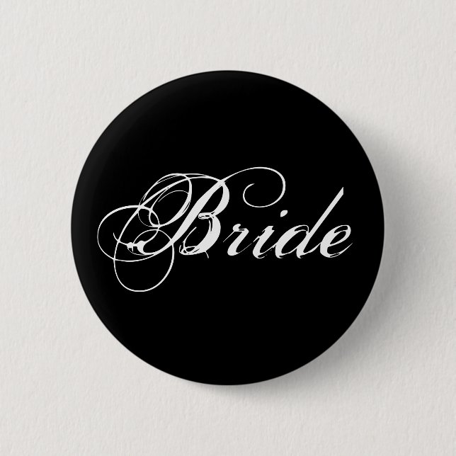 Badge Rond 5 Cm Bouton de mariée en noir (Devant)