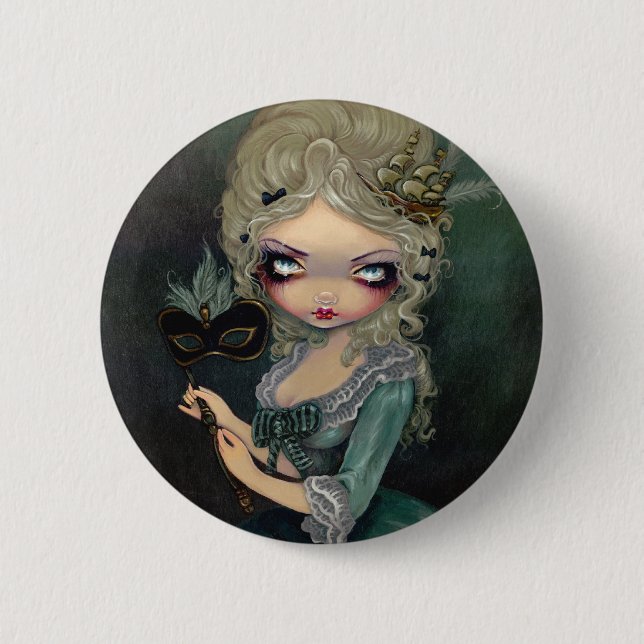 Badge Rond 5 Cm Bouton "de mascarade de Marie" (Devant)