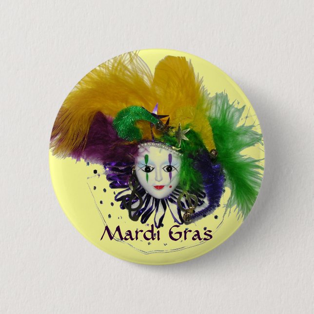 Badge Rond 5 Cm Bouton de masque de mardi gras (Devant)