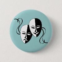 Bouton de masques de comédie et de tragédie