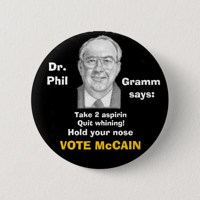 Badge Rond 5 Cm Bouton de McCain/Phil Gramm (Devant)