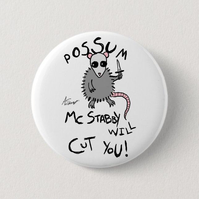 Badge Rond 5 Cm Bouton de McStabby d'opossum (Devant)