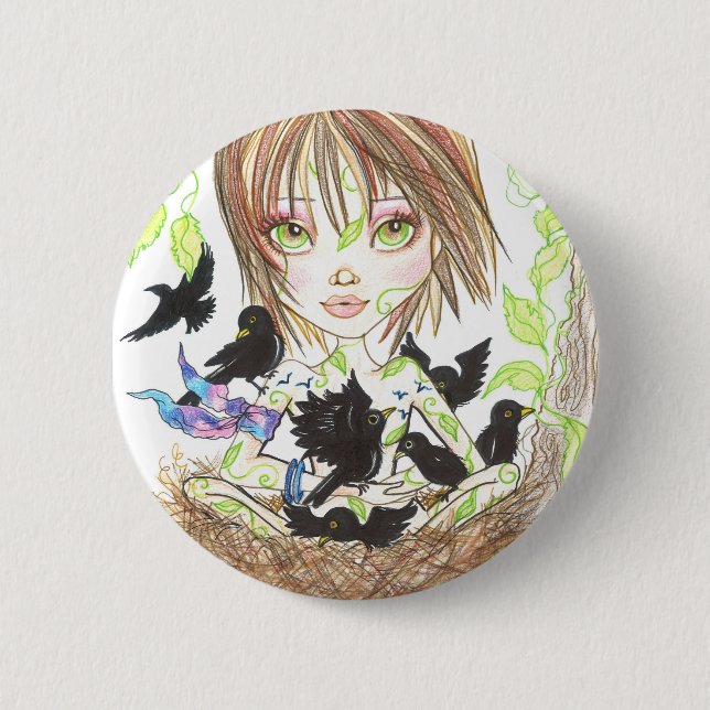 Badge Rond 5 Cm Bouton de merle (Devant)