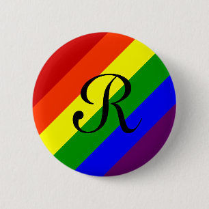 Badge Rond 5 Cm Bouton de monogramme d'arc-en-ciel