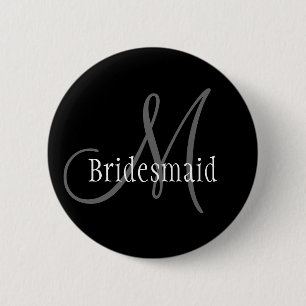 Badge Rond 5 Cm Bouton de monogramme de mariage de demoiselle