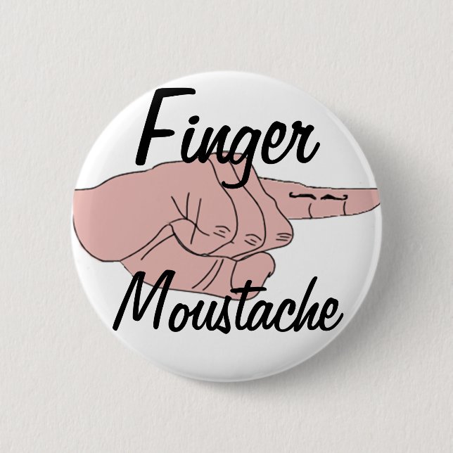 Badge Rond 5 Cm Bouton de moustache de doigt (Devant)