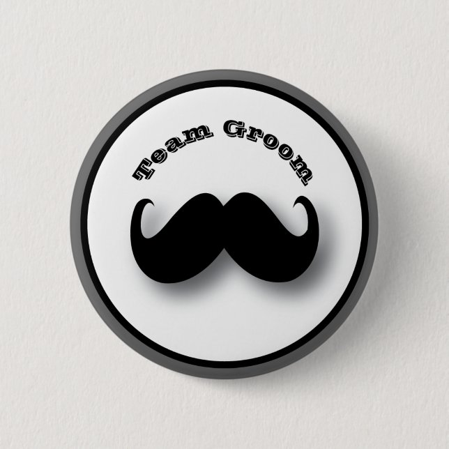 Badge Rond 5 Cm Bouton de moustache - marié d'équipe (Devant)