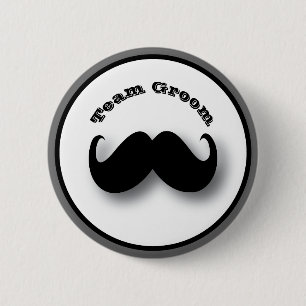 Badge Rond 5 Cm Bouton de moustache - marié d'équipe