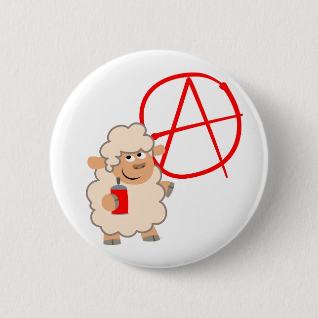 Badge Rond 5 Cm Bouton de mouton de caricature rebelle mignon (Devant)