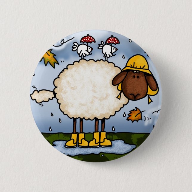 Badge Rond 5 Cm bouton de moutons d'automne (Devant)