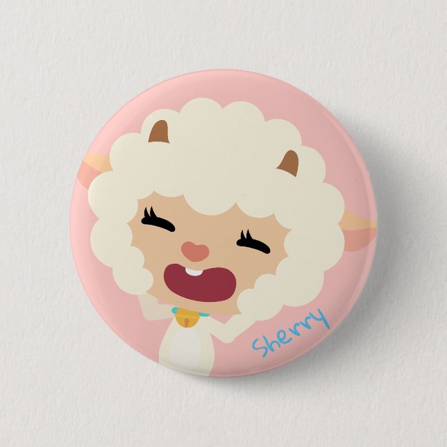 Badge Rond 5 Cm Bouton de moutons de xérès de Qkids (Devant)