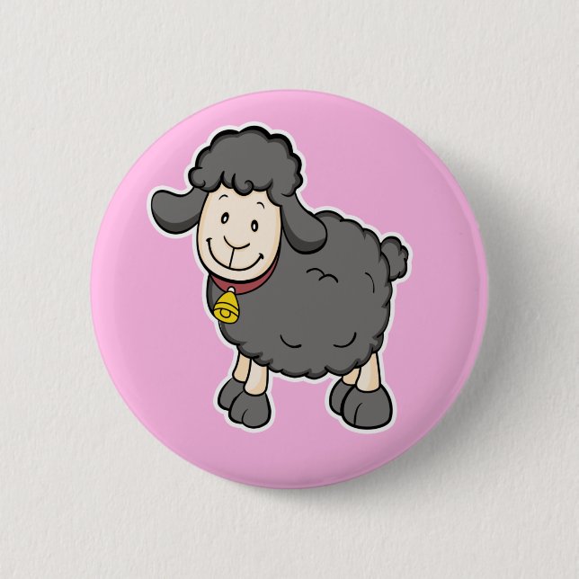 Badge Rond 5 Cm Bouton de moutons noirs (Devant)