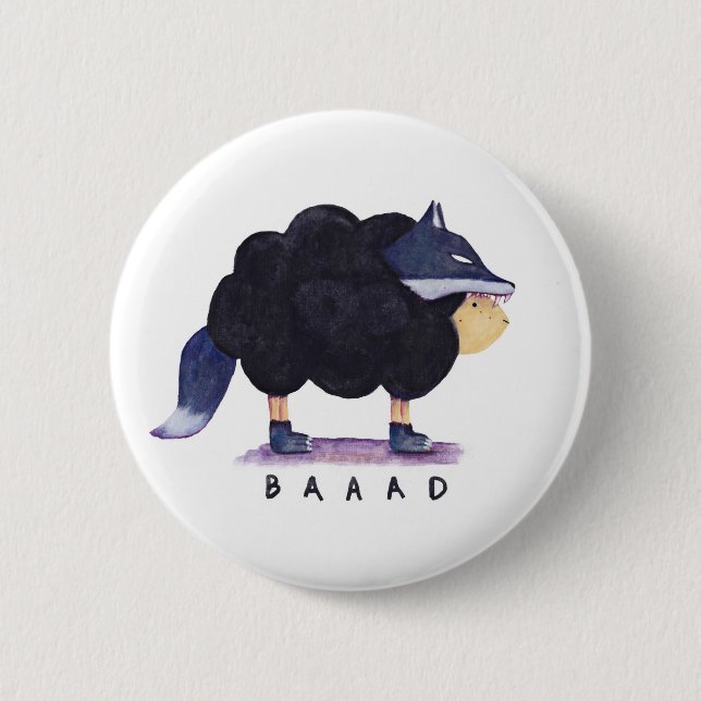 Badge Rond 5 Cm Bouton "de moutons noirs de Baaad Baaad" (Devant)