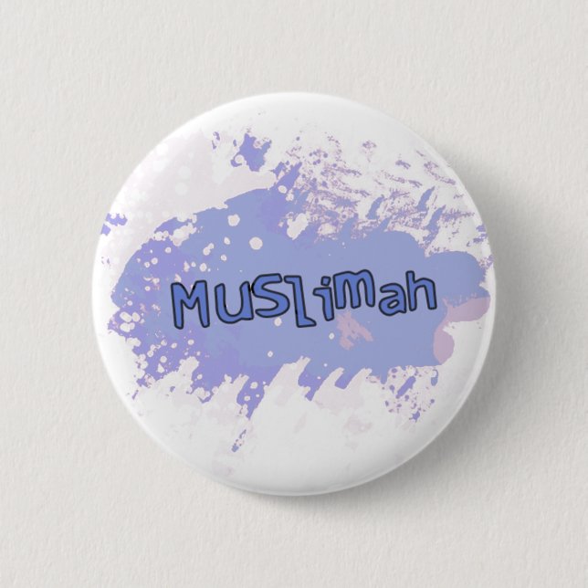 Badge Rond 5 Cm Bouton de Muslimah (pourpre) (Devant)